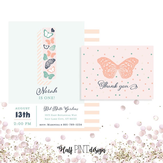 Butterfly First Birthday Invitation, Butterfly party, butterfly theme, fairy party, spring birthday, Summer birthday, Easter, Mother's Day Il_570xn