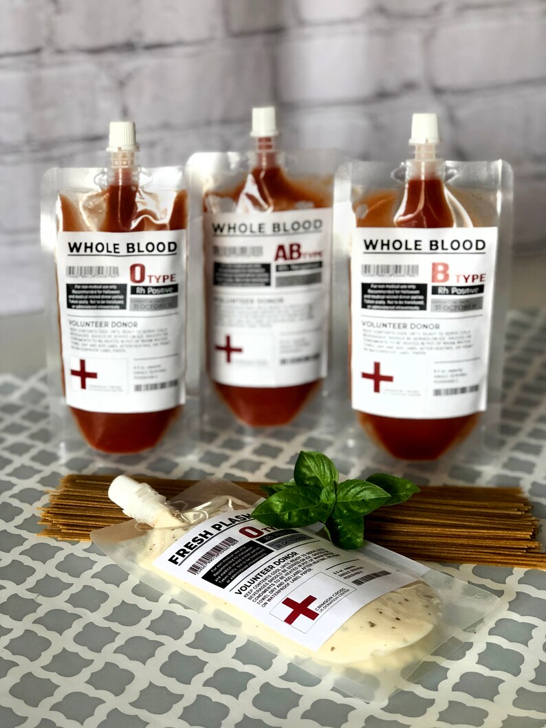 Blood Bag Labels for Halloween Drinks Vampires Bloody Mary Etsy