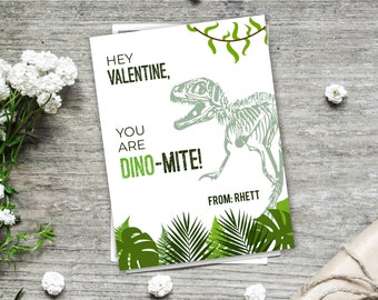 Tarjetas de San Valentín de dinosaurios / Tarjetas imprimibles para el aula / Eres un dinosaurio: ¡que tengas un San Valentín increíble! / Edita con Corjl
