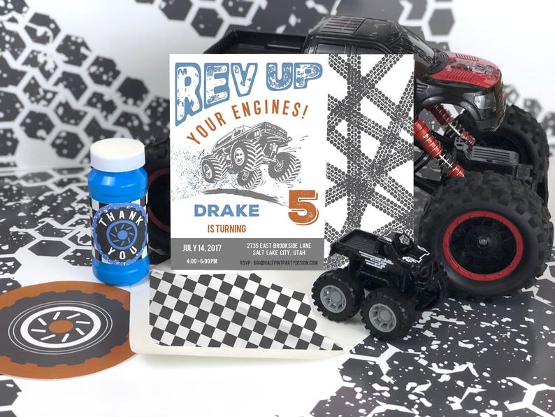 Monster Truck Birthday Party Invitation Truck Party Boy Etsy