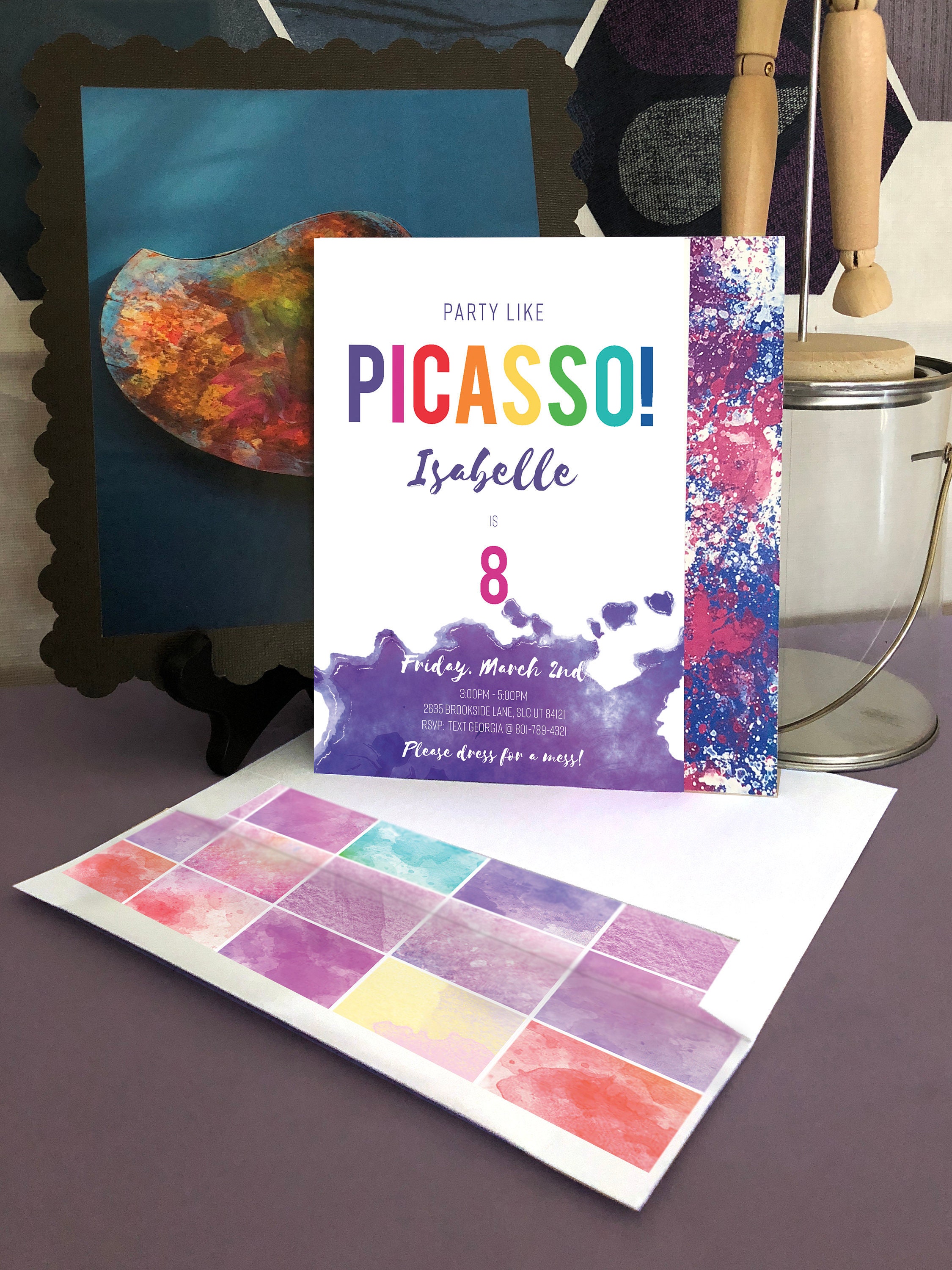 Party Like Picasso Birthday Invitation Art Party Invite Etsy.de