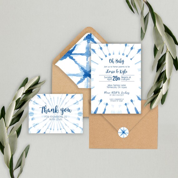 Shibori Baby Shower Invitation VALUE Suite, Tie Dye, Baby Shower