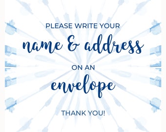 Shibori Address the Envelope Sign, 8x10 Shibori Baby Shower Sign, Thank You Card Addresses, Tie Dye Baby Shower: INSTANT DOWNLOAD