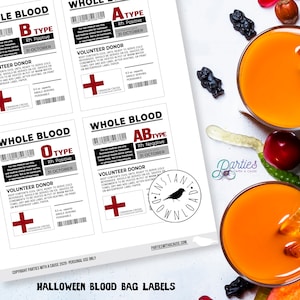 Blood Bag Labels for Halloween Drinks-IV Drink Bag Label-Nursing Graduation-Bloody Mary Drink Bags-Vampire: EDITABLE Instant download image 2