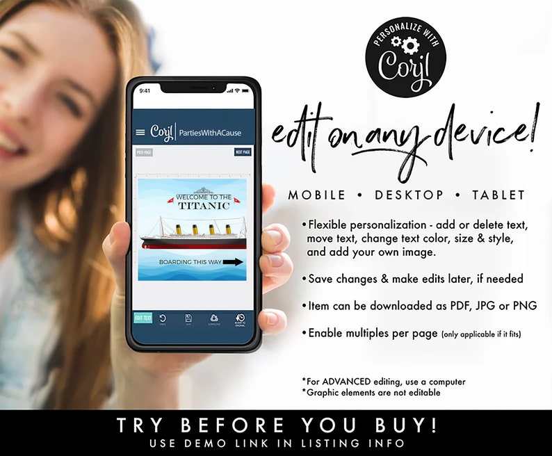 Titanic Birthday Party Welcome Sign, 8x10 Titanic Party Sign, Cruise Ship Boarding sign: Self-Edit with CORJL - INSTANT Download Printable image 4