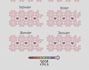 Tabla de temperaturas altas y bajas de margaritas: patrón de punto de cruz