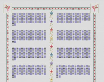 Colibrí / florido Esquema punto de cruz Temperatura 2021/2022