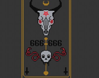 Patrón de punto de cruz gótico de tarjeta de justicia