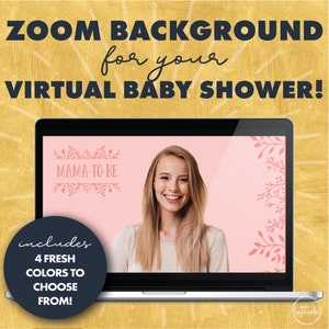 Blivande mamma Zoom-bakgrund / Virtuell babyshower / Online babyshower / Webbbabyshower / Långdistans babyshower / DIREKT NEDLADDNING