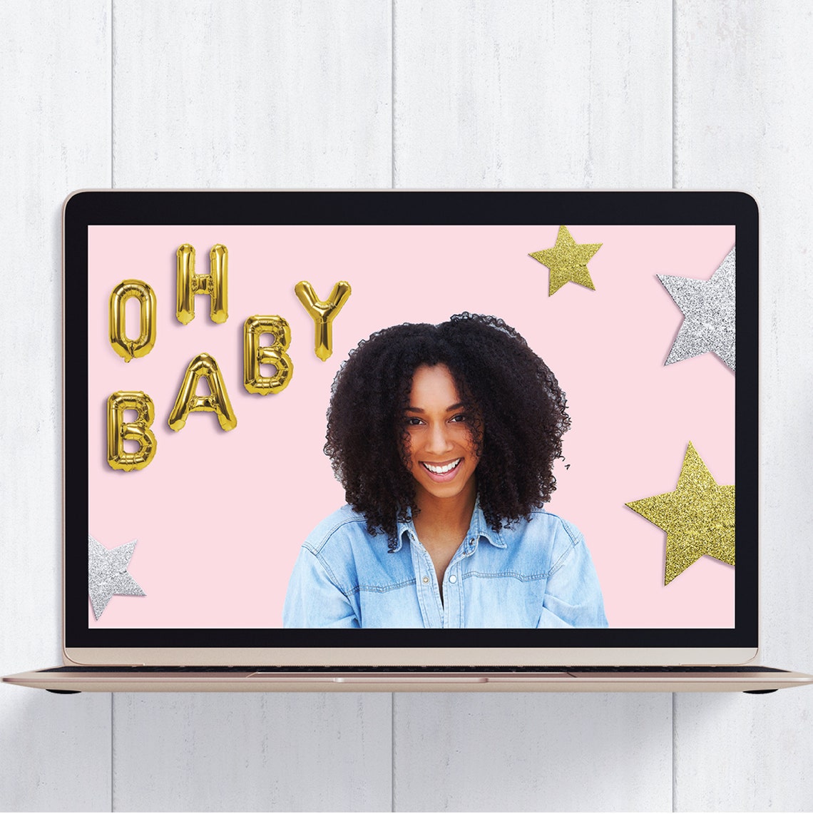 Oh Baby Zoom Background / Virtual Baby Shower / Online Baby Shower