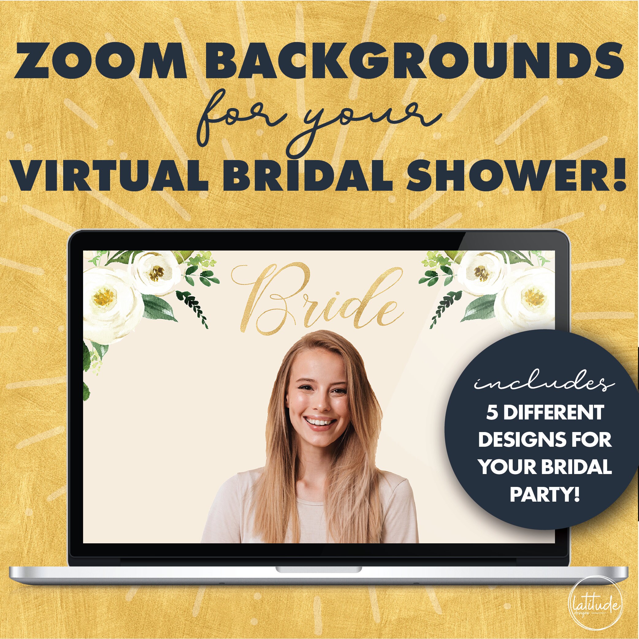 Floral Bridal Party Zoom Background / Virtual Bridal Shower / Etsy