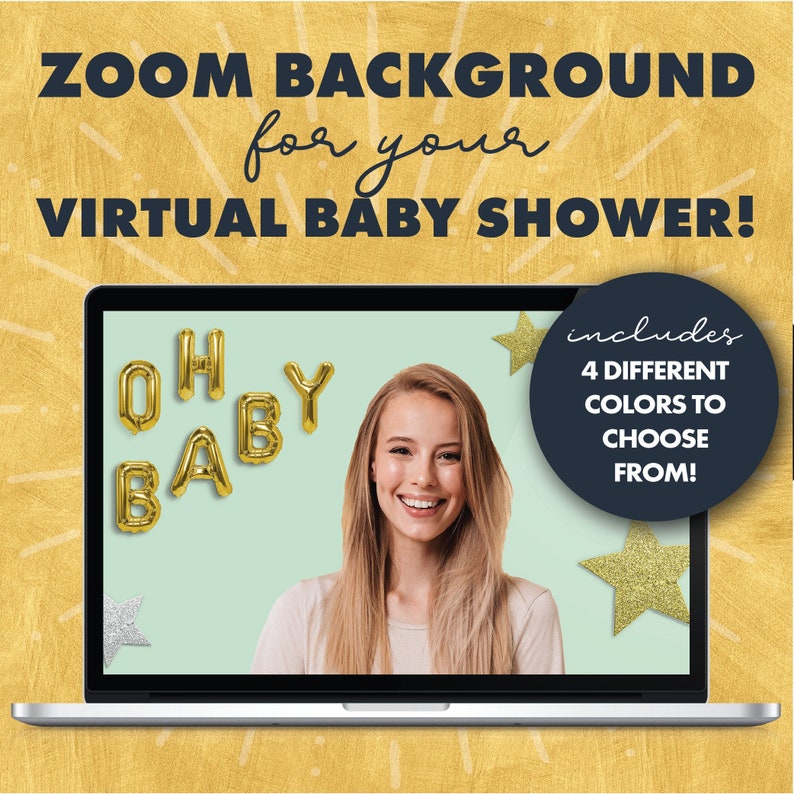 Oh Baby Zoom Background / Virtual Baby Shower / Online Baby Shower