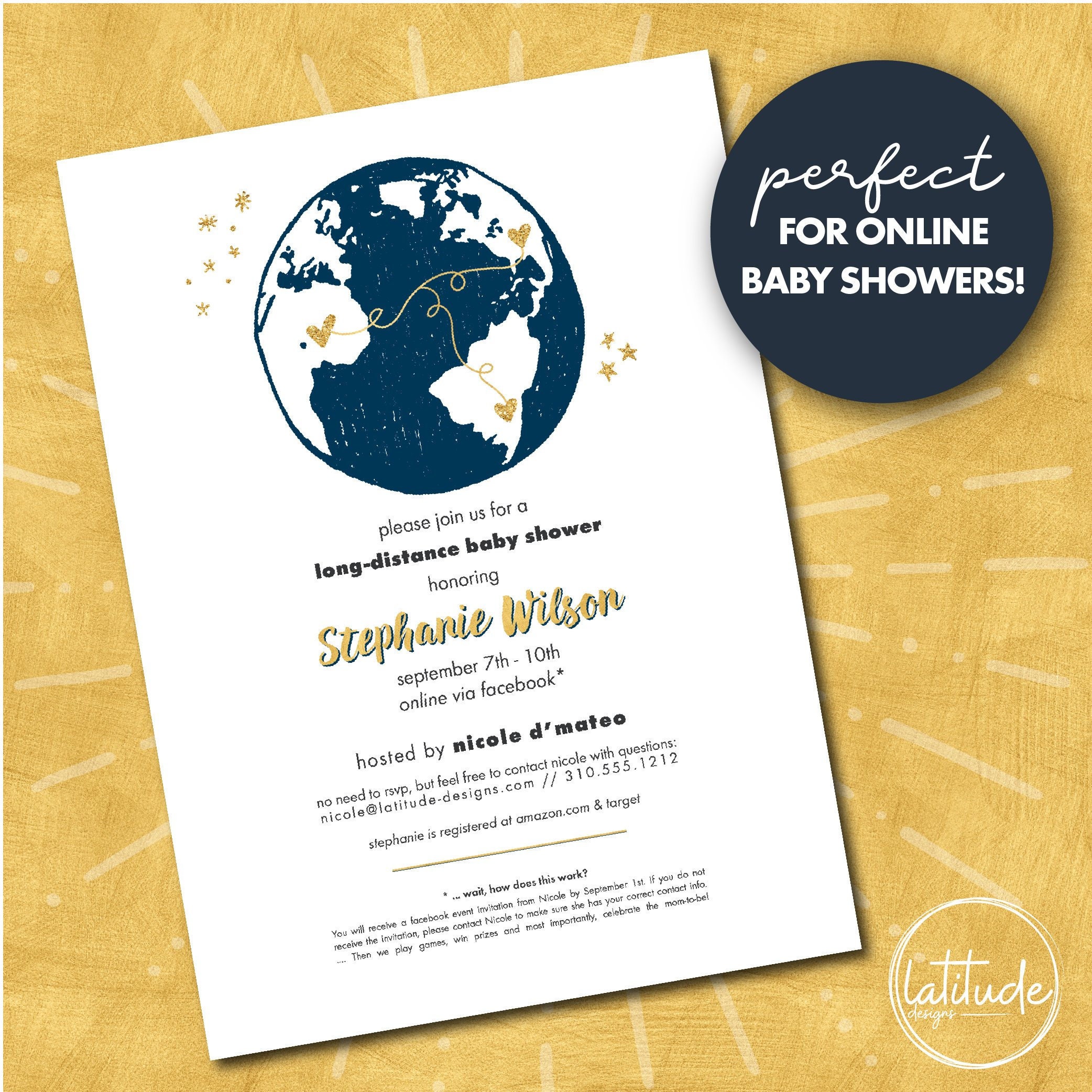 Printable Online Baby Shower Invitation Long Distance Baby Etsy