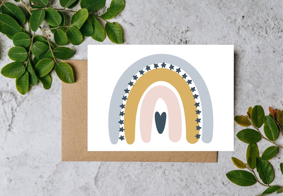 5 Printable Blank Rainbow Cards, Instant Digital Download, Greeting ...