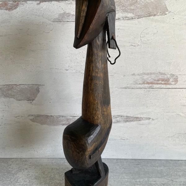 Midcentury Modern African Fertility Wood Carving | Primitive Fertility Doll | Pregnant African Statue | African Tribal Art