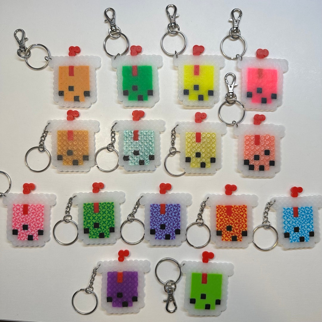 Boba Keychain, Boba Fuse Bead, Perler, Pixel Art, Retro Games