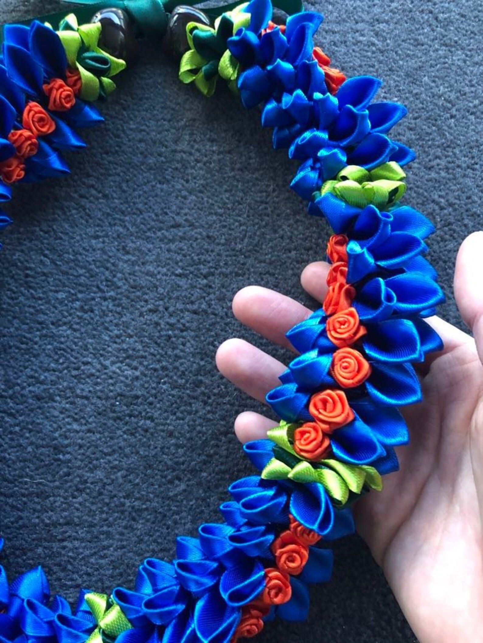 Blue Hawaiian Ribbon Leiorange Ribbon Leianniversary Etsy