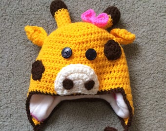 Fleece Lined Giraffe Hat