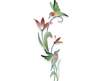 Stainless steel Hummingbirds on a Flowering Branch Wall Art CO157