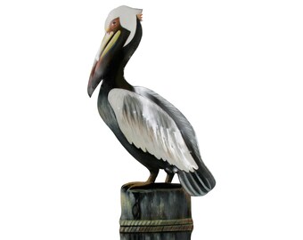 Pelican on Piling Wall Sculpture OS445L