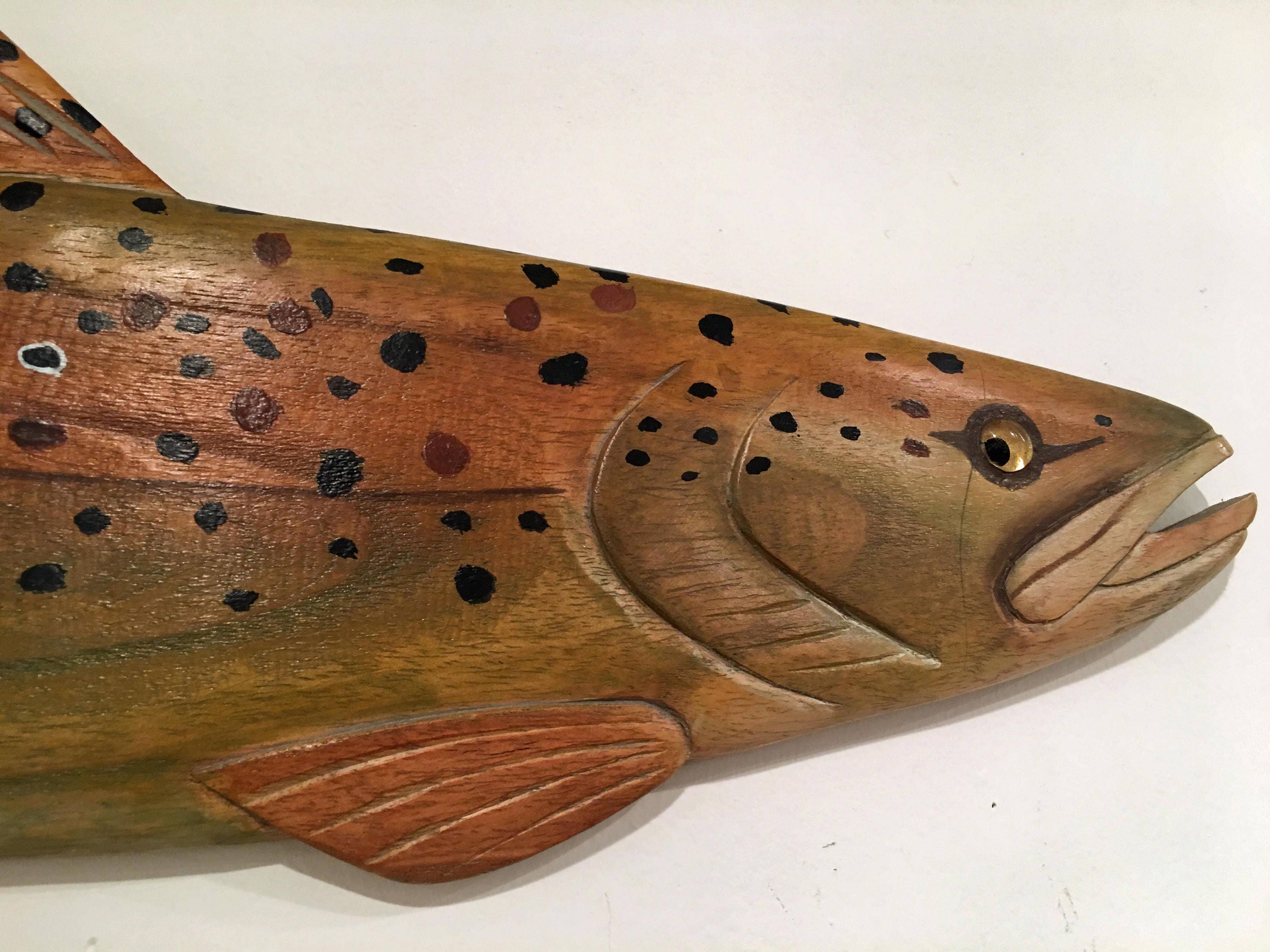 Brown Trout Hand Carved Wood CW372 Etsy