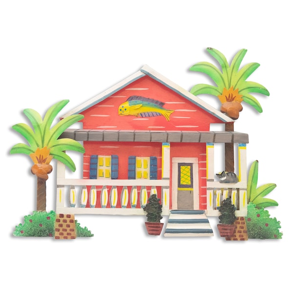 Casa caribeña, arte de pared de metal OS426