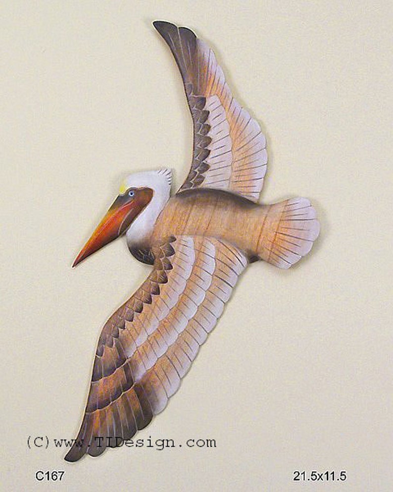 Wooden Pelican Flying Wall Sculpture C167 Etsy