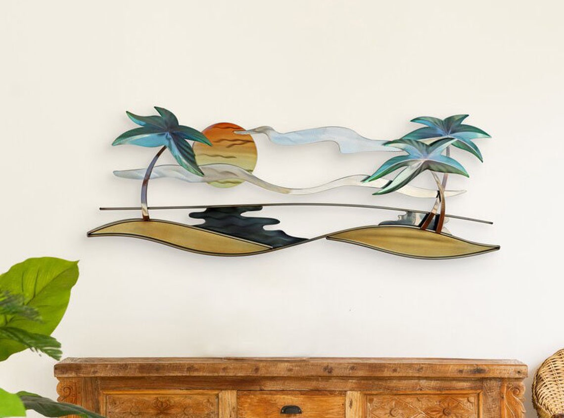 Tropical Beach Metal Wall Art CO155 Etsy