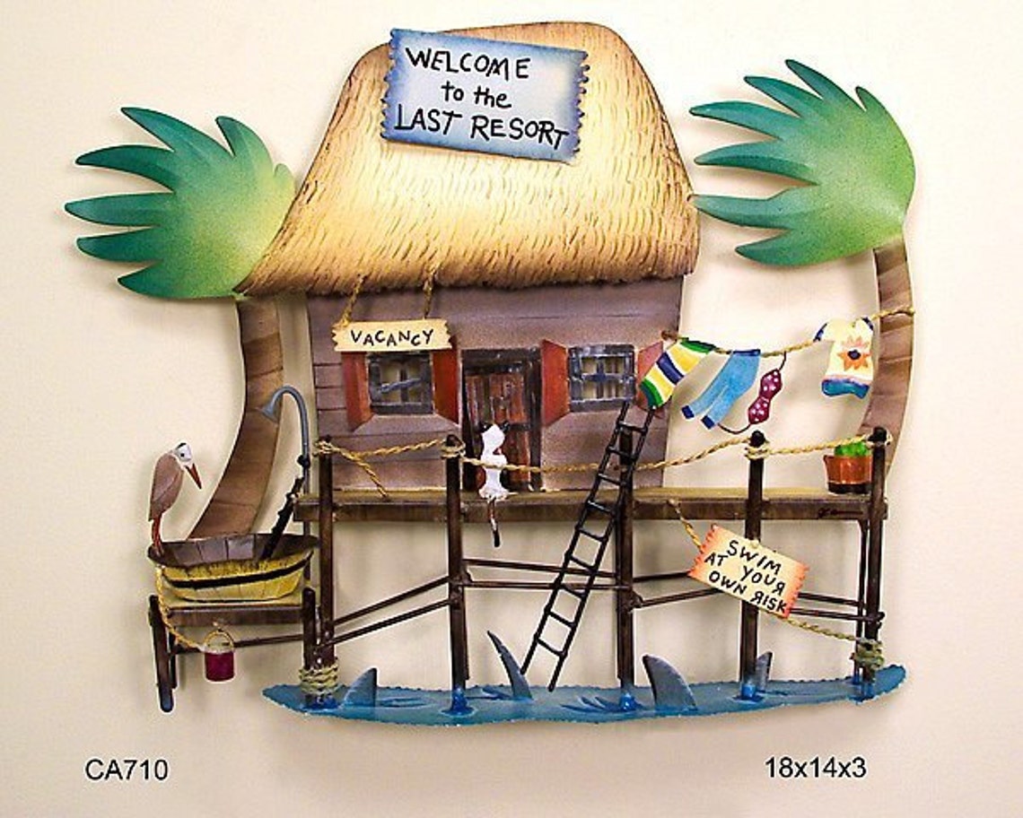 Tiki Hut Tropical Resort Metal Wall Sculpture CA710 Etsy