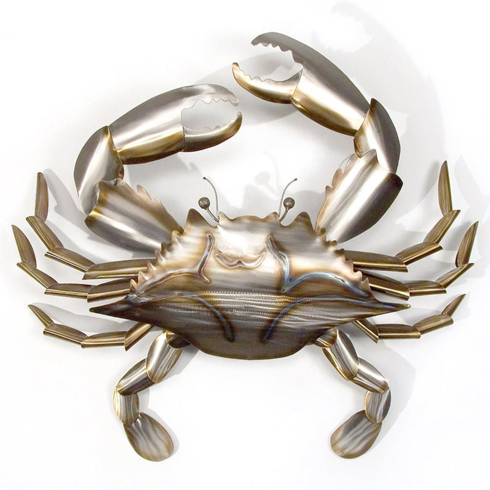 Large Stainless Crab Metal Wall Sculpture Etsy