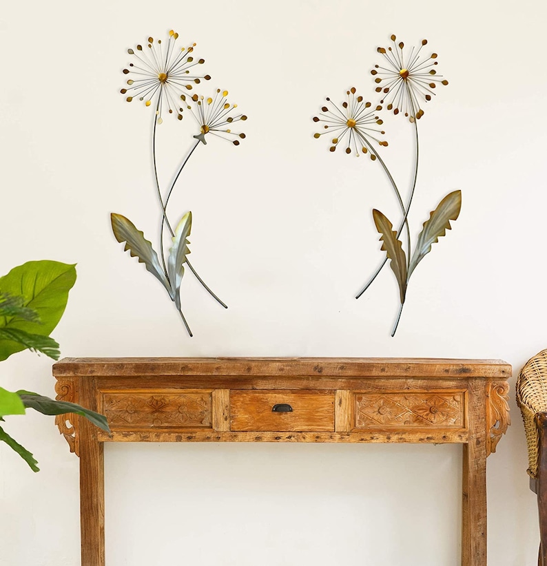 Dandelion Set of 2 Metal Wall Art Etsy