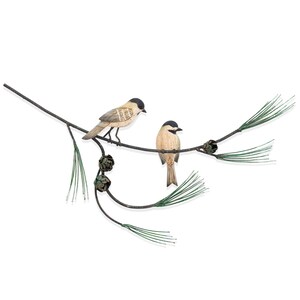 Chickadees on Branch Metal Wall Art