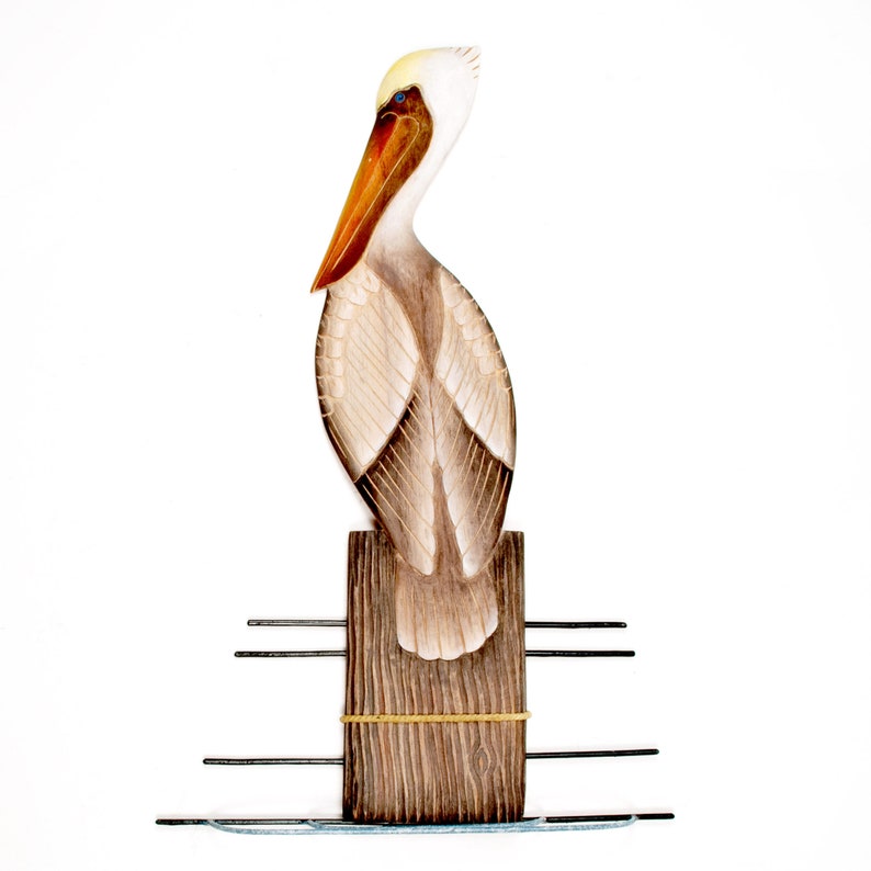 Wooden Pelican on Piling CW324 Etsy