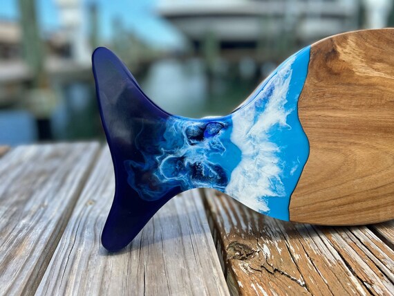Fish Shaped Teak and Resin Cheese/Cutting Board FS112