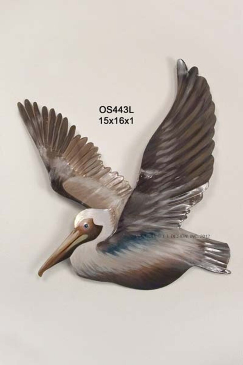 Pelican Flying Metal Wall Art Left Etsy