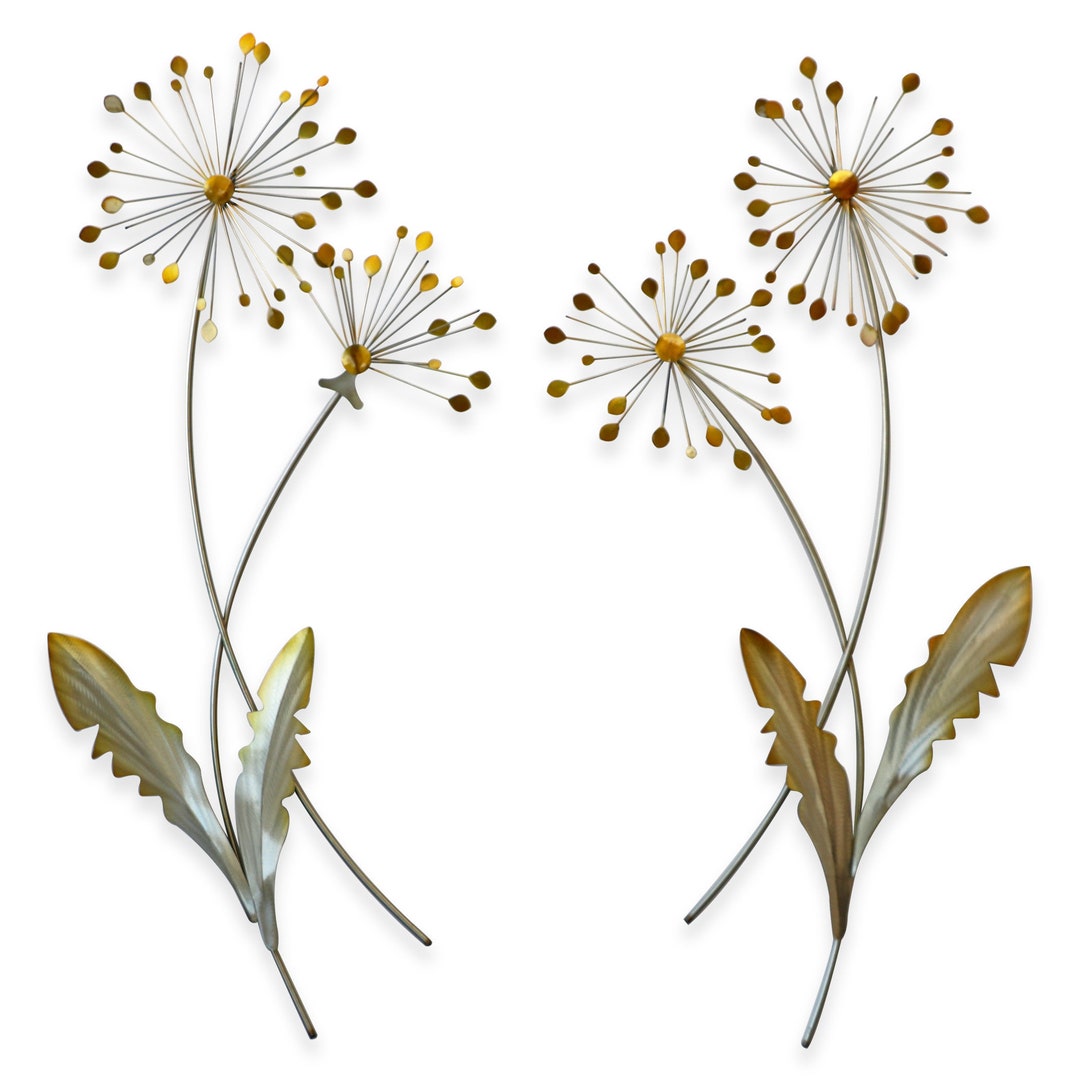 Dandelion Set of 2 Metal Wall Art Etsy