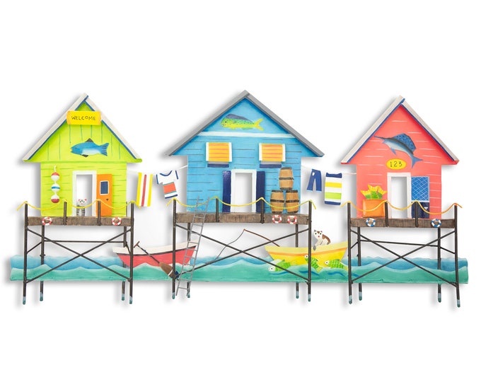 Cabana Sea Village Metal Wall Art OS405 Etsy