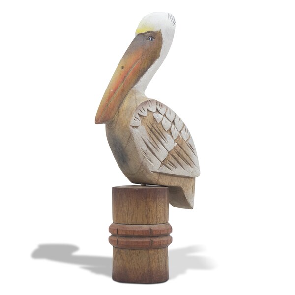 Pelican on Piling Wood Hand Carved C012