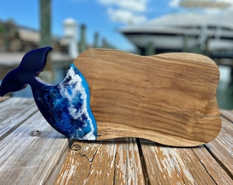 Whale Shaped Teak and Resin Cheese/Cutting Board FS111