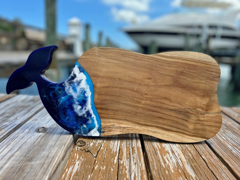 Whale Shaped Teak and Resin Cheese/Cutting Board FS111 image 1