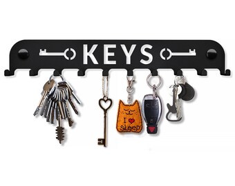 Keys Schlüsselbrett, Schlüsselhalter Wand, Schlüsselaufhänger mit 10 Haken, Schlüsselhaken, Wanddeko Flur, Metall Deko, Wanddeko Metall