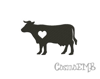 7 Size Cow Silhouette Embroidery design Machine Embroidery - Digital INSTANT DOWNLOAD