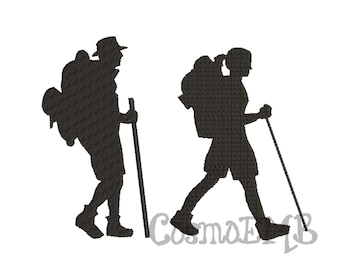 Set 8 Size Outdoor Hiking Silhouette Embroidery design Machine Embroidery - Digital INSTANT DOWNLOAD