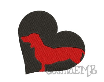 6 Size Dachshund Heart  Embroidery design Machine Embroidery - Digital INSTANT DOWNLOAD