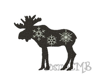 6 Size Moose Christmas Snowflakes Embroidery Design  Machine Embroidery - Digital INSTANT DOWNLOAD