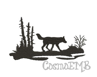 7 Size Fox Silhouette Embroidery design Machine Embroidery - Digital INSTANT DOWNLOAD