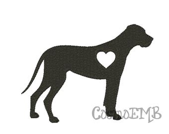 8 Size Great Dane silhouette Embroidery  design Machine Embroidery - Digital INSTANT DOWNLOAD