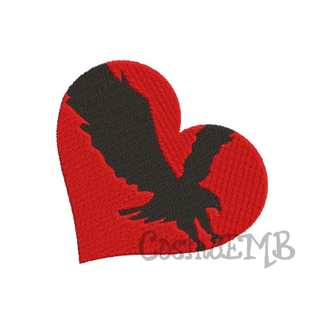 Heart Hawk 8 Size Hawk Heart Embroidery Design Machine Embroidery - Digital ...