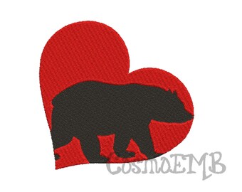 8 Size Bear Heart  Embroidery design Machine Embroidery - Digital INSTANT DOWNLOAD