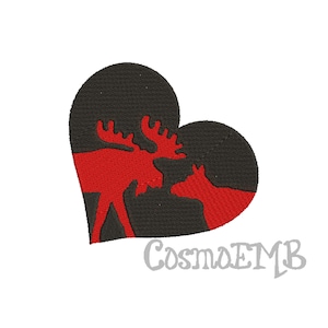 7 Size Moose Heart  Embroidery design Machine Embroidery - Digital INSTANT DOWNLOAD